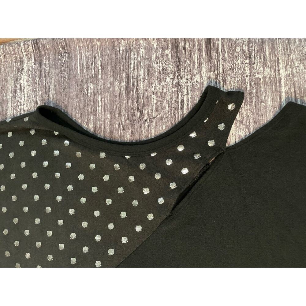 A.gain Long Sleeve Shirt Womens Size 2XL Black Sweater Polka Dot Pullover - Picture 2 of 4